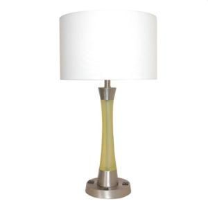 UL/cUL Brushed Nickel and Green Acrylic Hotel Table Lamp
