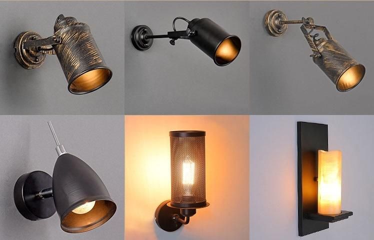 Indoor or Outdoor American Iron Retro Square Wall Lamps with Glass Lampshade for Home Decoration