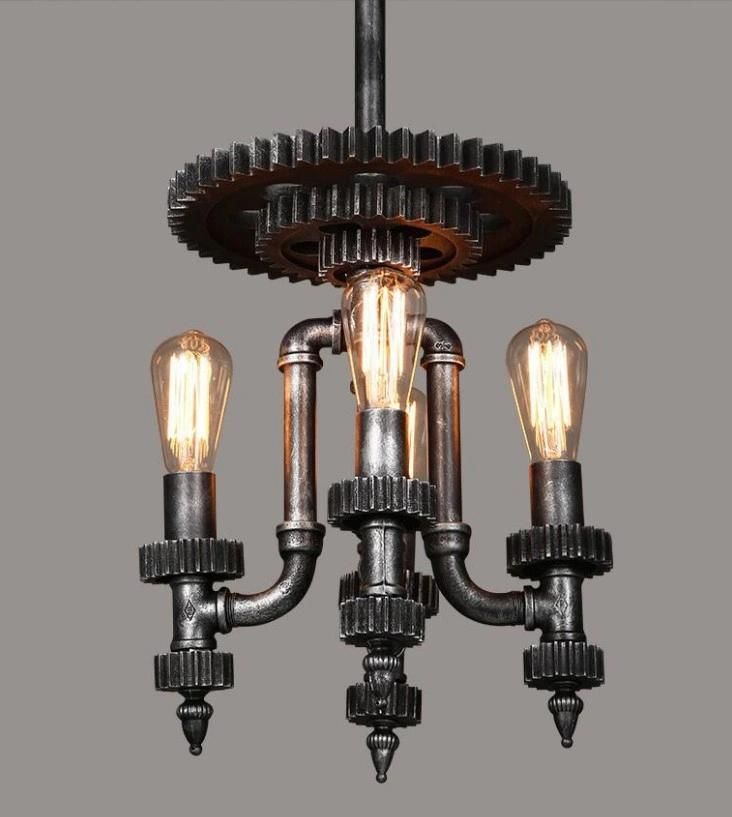 Retro Industrial Gear Pendant Light