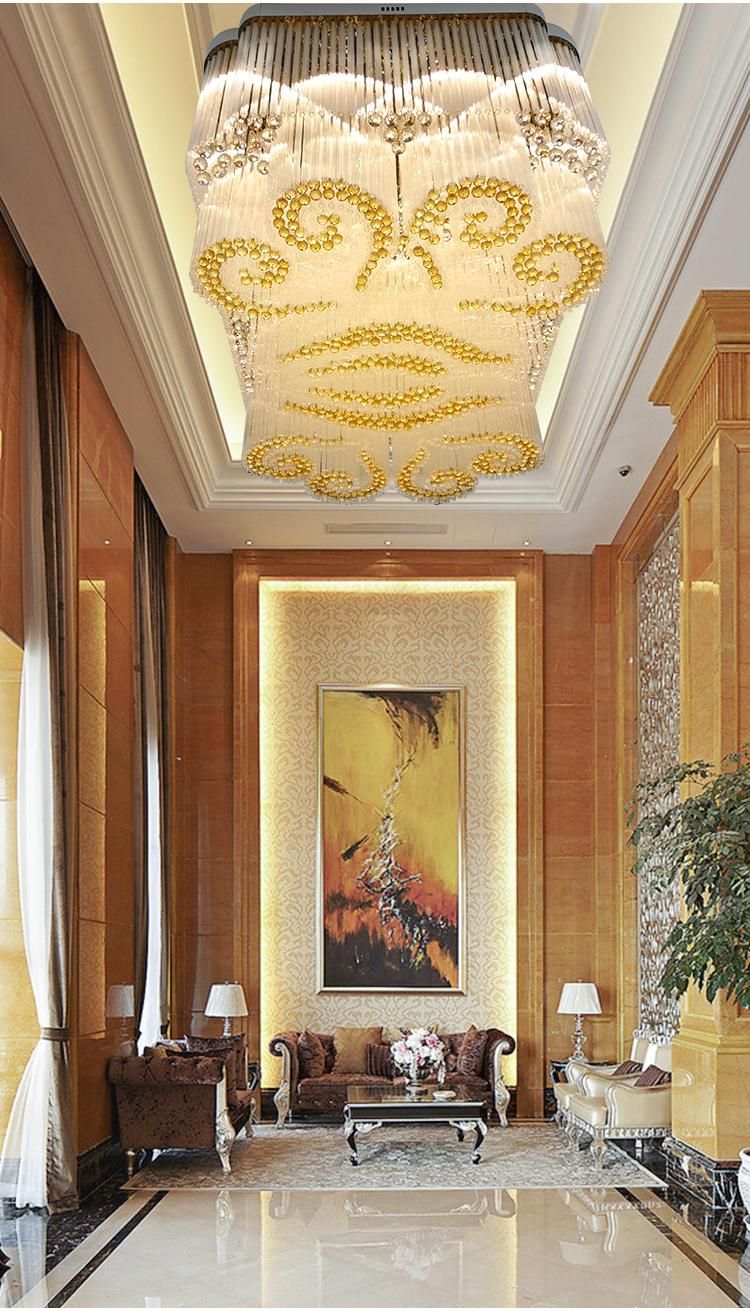 Factory Direct Sale Villa Hotel Commercial Gold Large Luxury Custom Engineering LED Ceiling Chandelier