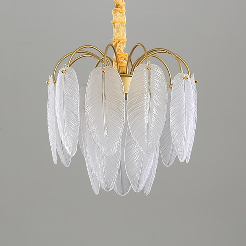 Leaf Shape Crystal Chandelier Bedroom Dining Room Retro Pendant Lamp