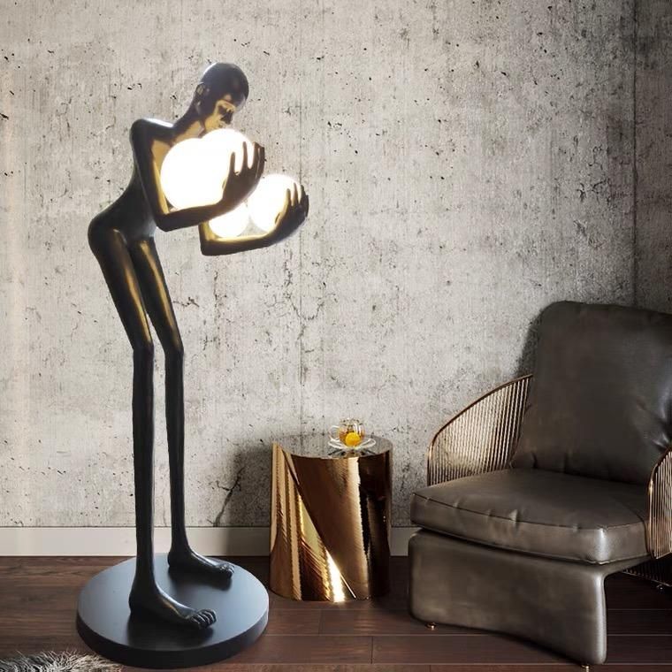 Figure Holding Ball Large Sculpture Garden Ornaments Landscape Decoration Crafts Floor Lamp Exhibition Hall Hotel Sales Office