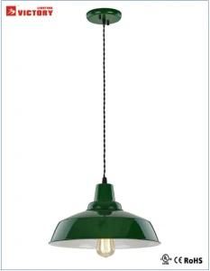 Industrial Round Green Metal Indoor Pendant Light (H-3730S)