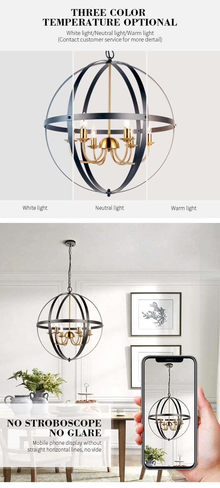 Industrial Style Gold 4 Heads Hanging Light for Dining Living Room DIY Ceiling Pendant Light