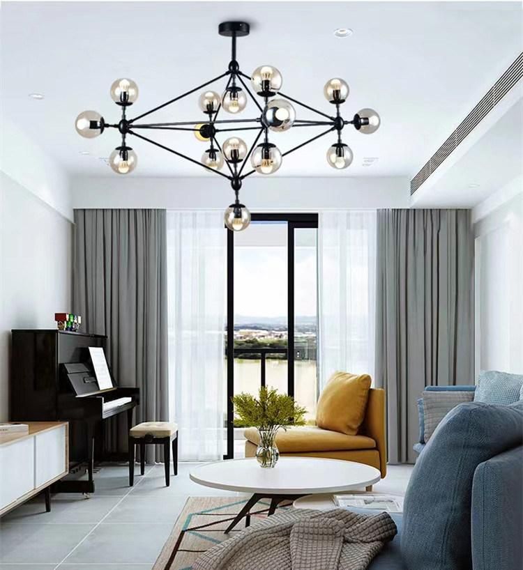 Zhongshan Home Lighting Chandelier Light Factory Wholesale Nordic Decorative E27 Iron Glass Modern Chandelier Pendant Light