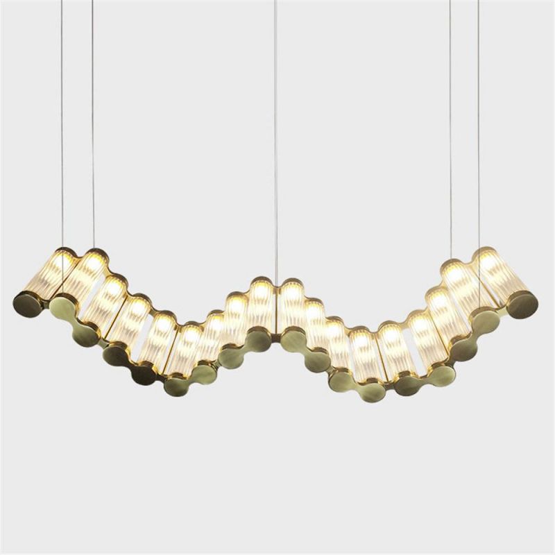 Luxury Stretched Chandeliers for Home Long S-Shape Hanglamp Kitchen Living Room Villa Round Bedroom Suspension Luminaire