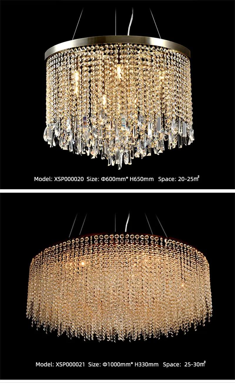 LED Indoor Hotel Wrought Iron Large Luxury Modern K9 Crystal Chandelier