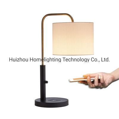 Jlt-9311 Modern Bedside Wireless Charging Linen Shade Table Desk Lamp
