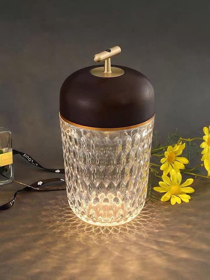 Portable Crystal Pinecone Lamp Photo Lighting Creative Bedroom Nightlight Atmosphere Valentine′s Gift