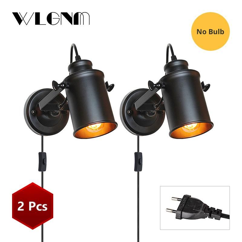 Vintage Wall Lamp Industrial Light Wall Sconc, Plug with Push Button Switch Interior Lamp (WH-VR-91)