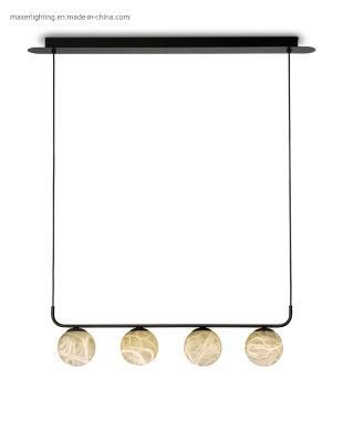 Four Light Marble Glass LED G9 Pendant Lamp in Black