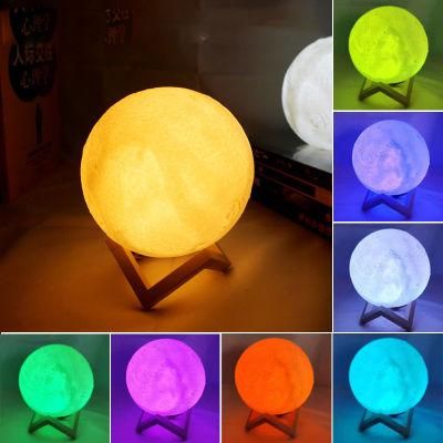Wholesale Moonlight Touch Switch Decoration 3D Print Portable LED Moon Shape Night Light