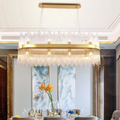 Luxury Modern Home Decorative Pendant Light Gold Rectangle Crystal Chandeliers (WH-AP-89)