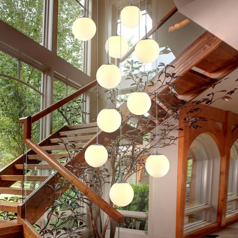 White Hurricane Glass Pendant Lights for Indoor Home Stairs Lighting (WH-GP-12)