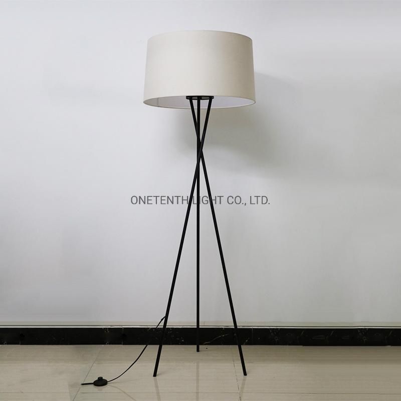 Metal Tripod Body and Fabric Shade Floor Lamp