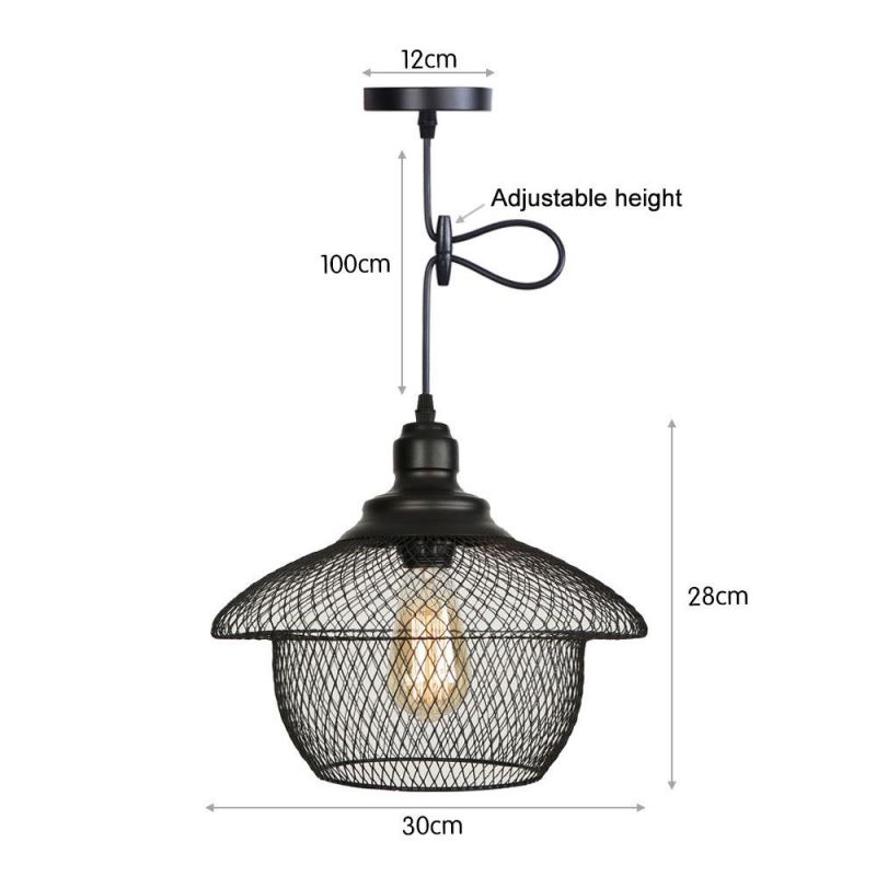 Nordic Industrial Modern Decoration Retro Hanging Pendant Light Black Iron Cage Pendant Lamp