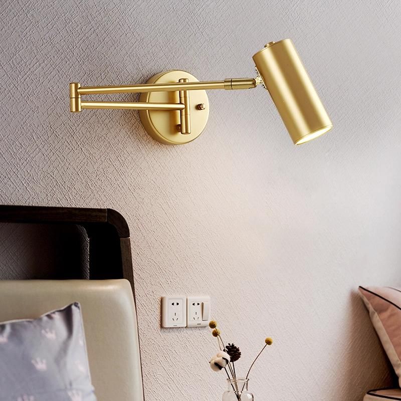Bedroom Bedside Reading Light Modern Study Folding Telescopic Rocker Arm Wall Lamp