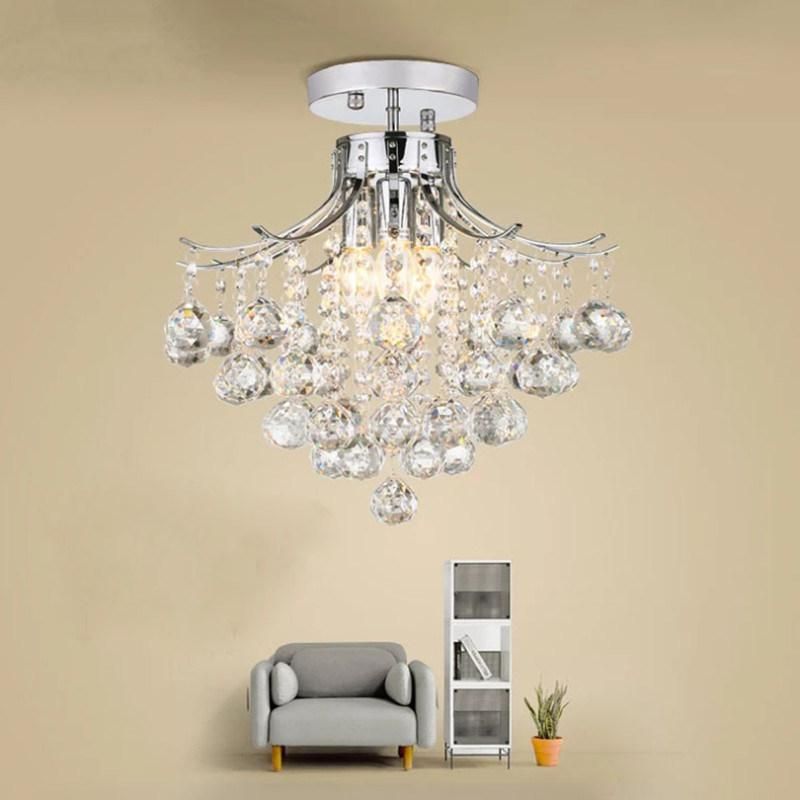 Modern Crystal Semi Flush Ceiling Lights Fixtures Indoor Home Light Fixturs (WH-CA-30)