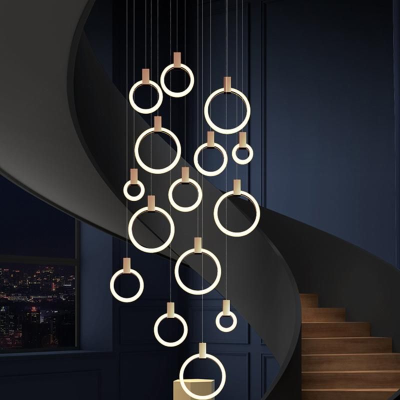 Creative Circular Crystal Chandelier restaurant Hotel Bedroom Pendant Lamp Light