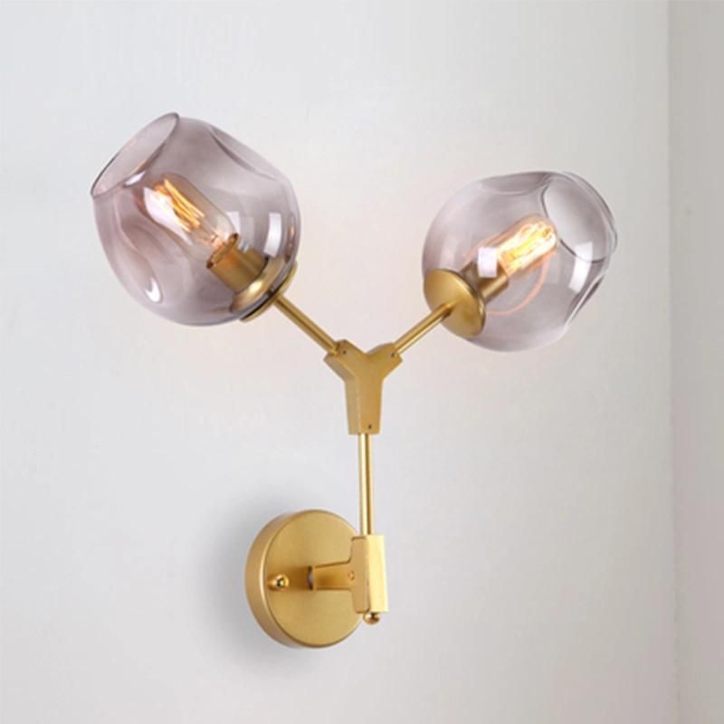 Post Modern Magic Bean Double Head Glass Bubble Cover Villa Hotel Corridor Molecular Wall Lamp (WH-OR-95)