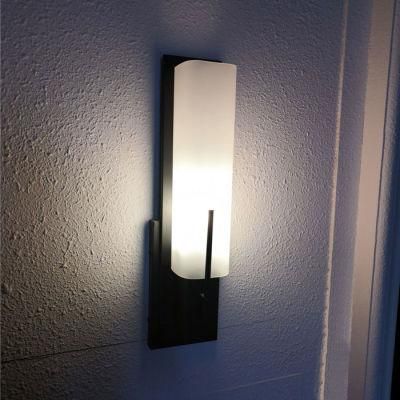 modern Square Glass Wall Sconce Wall Light with Black Metal Frame for bathroom
