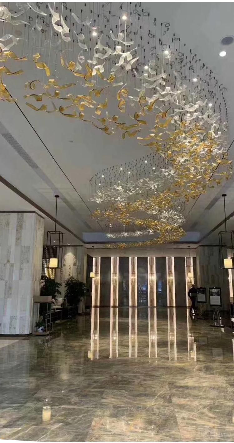 Non-Standard Light Decorative Stairs Villa Commercial Modern Luxury Modern Glass LED Chandelier Lamp