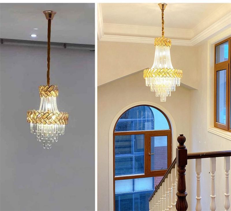 Modern Crystal Chandelier Lighting High Quality Gold LED Hanging Lamp for Living Room Bedroom Staircase Indoor Lighting