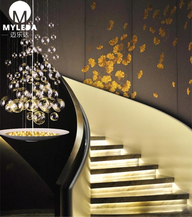 Custom Made Glass Pendant Lamp for Hotel Lobby