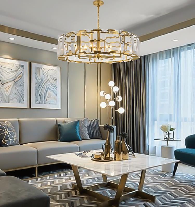 Post Modern Gold Dining Room Living Room Hotel Chandelier with Clear Crystal