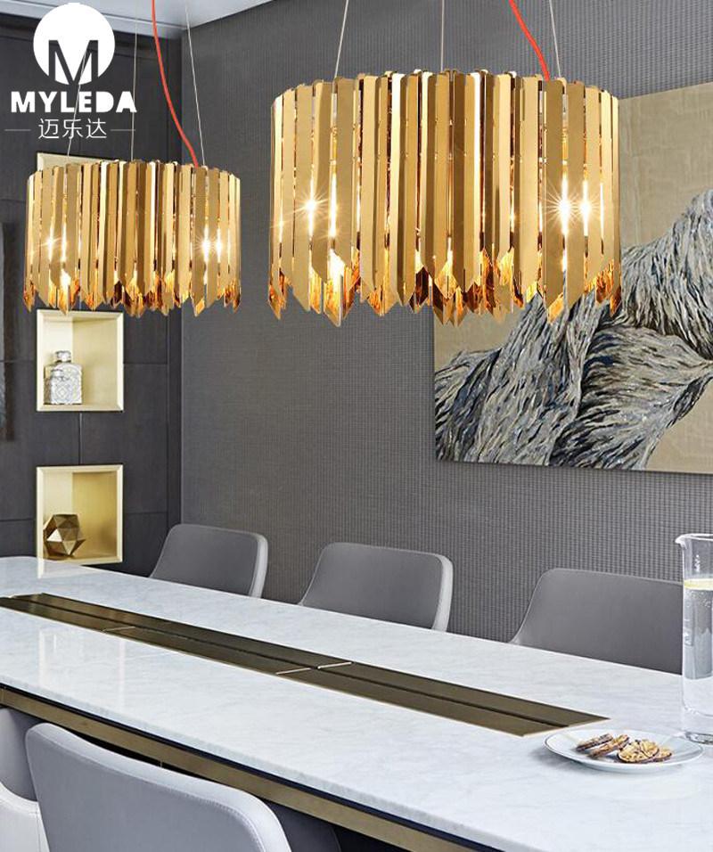 Modern Round Gold Reception LED Chandelier Lamp for Interior Projects