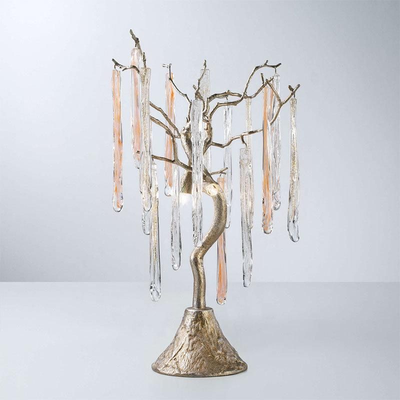 Modern Copper Small Crystal Drops Table Lamp for Hotel