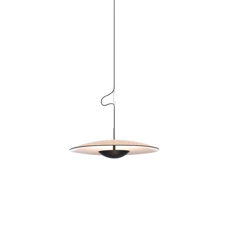 Modern Flying Saucer Wood Grain LED Hanging Pendant Lamp