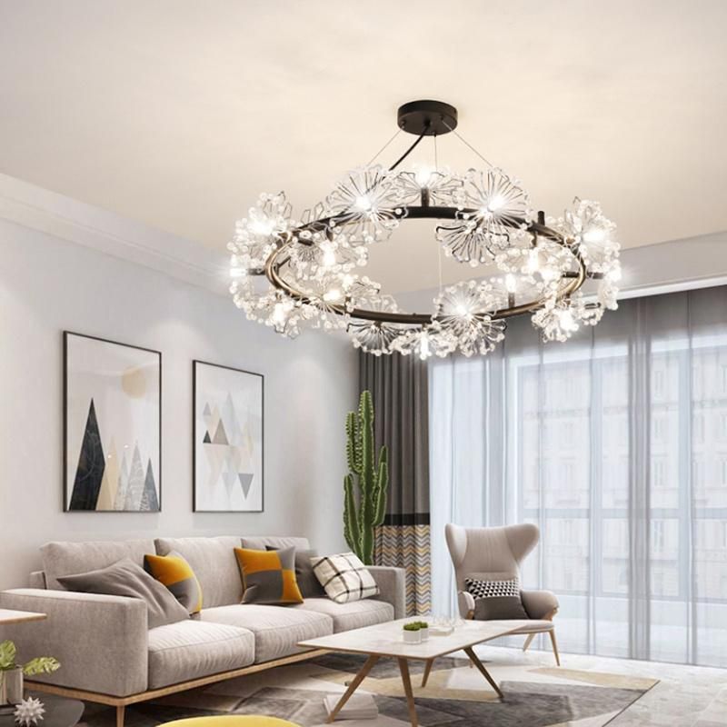 Petal Circle Crystal Chandelier Bedroom Dining Room Pendant Lamp Light