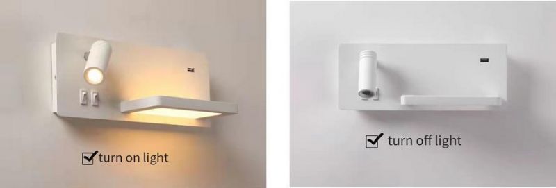 USB Charge Downlight Wall Light Multi-Function Modern LED Wall Light for Studyroom, Livingroom