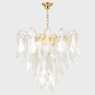 Vintage Leaf Shaped Crystal Chandelier Bedroom Dining Room Pendant Lamp