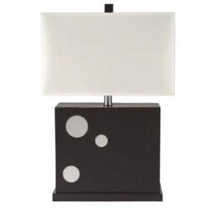 Modern Mahogany Table Lamp with Square Lamp Shade