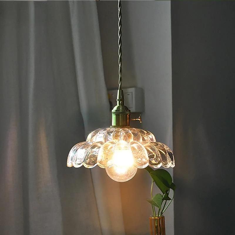 Modern Glass Flower Pendant Light Fixture Luminaire Kitchen Dining Room Restaurant Decoration Hanging Lamp (WH-GP-56)