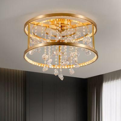 Copper Modern Chadelier Living Room Bedroom Crystal LED Brass Ceiling Light (WH-CA-70)