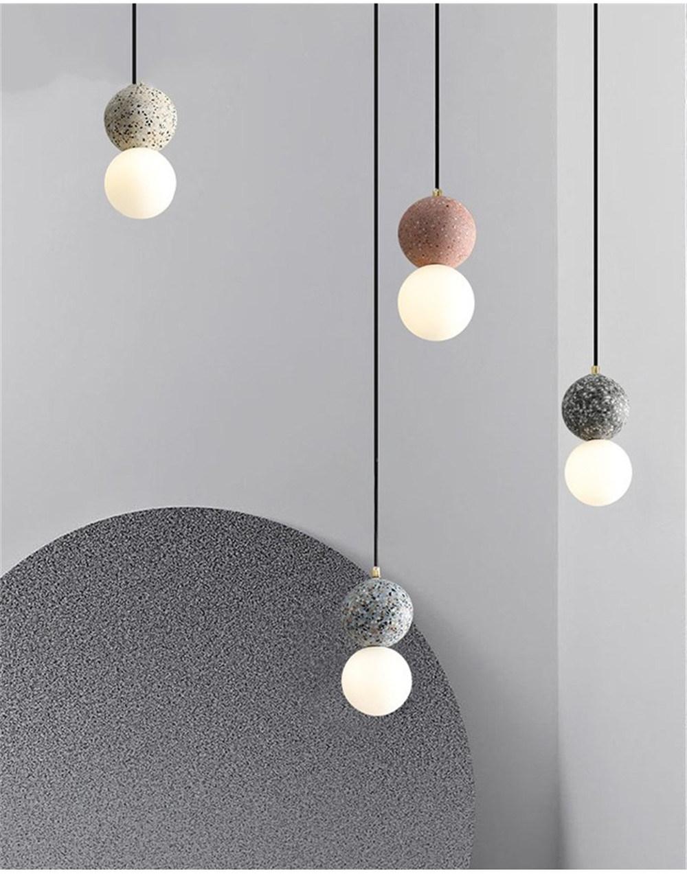Modern Marble Pendant Lights Industrial Bedroom Bedside Lamp Cafe Restaurant Bar LED Hanging Lights Glass Ball Hanglamp