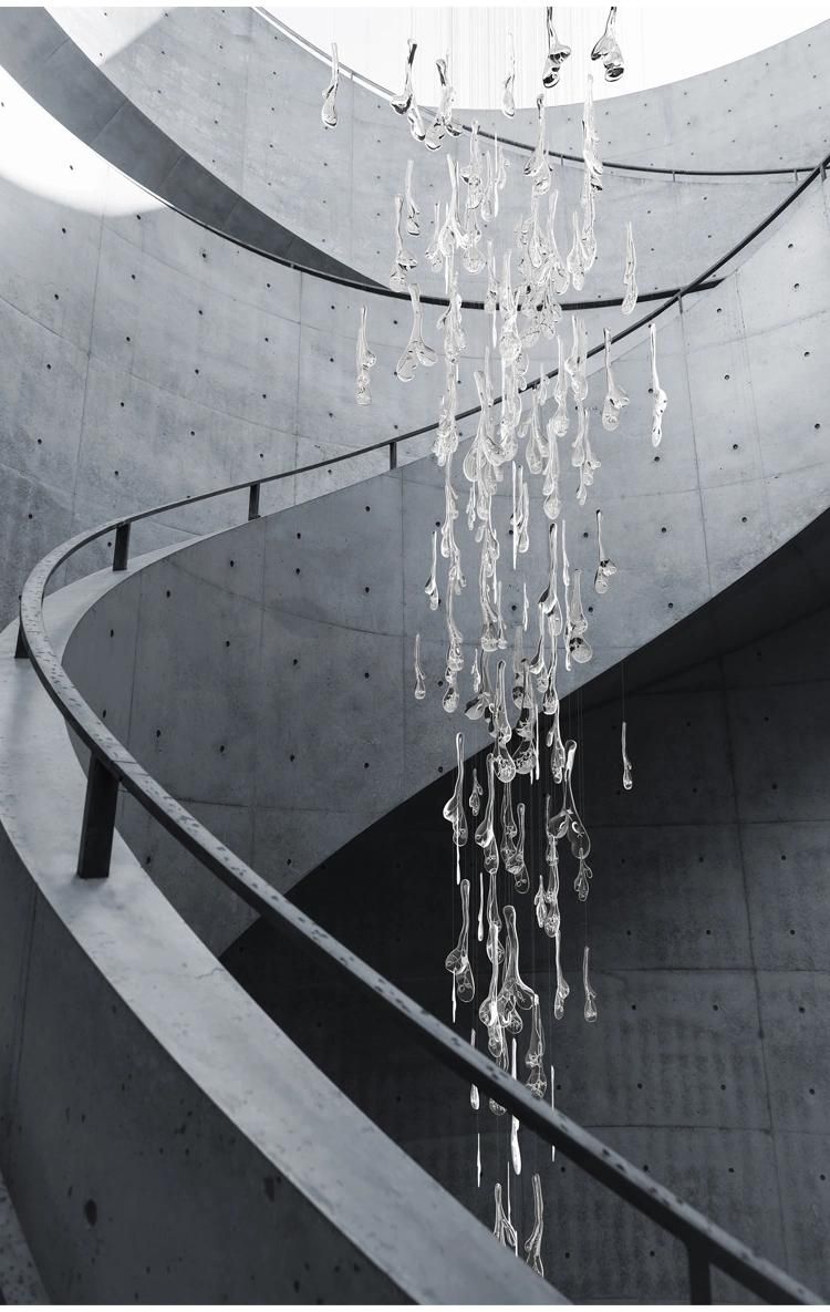 Glass Leaf Decorative Exhibition Hall Villa Stair Engineering Custom Large Luxury Modern LED Chandelier