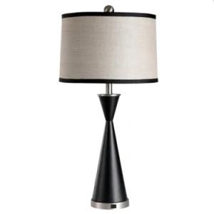 Black Metal Home Hotel Desk Lamp with Brushed Nickel Base