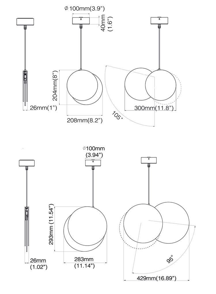 Xcellent Designer New Moon Crescent Lighting LED Pendant Lamp Chandelier