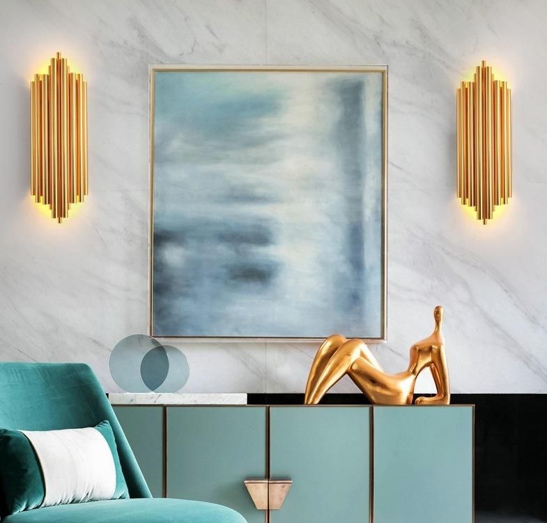 High-Grade Creative Golden Color Crystal Wall Lamp for Living Room Villa Hotel