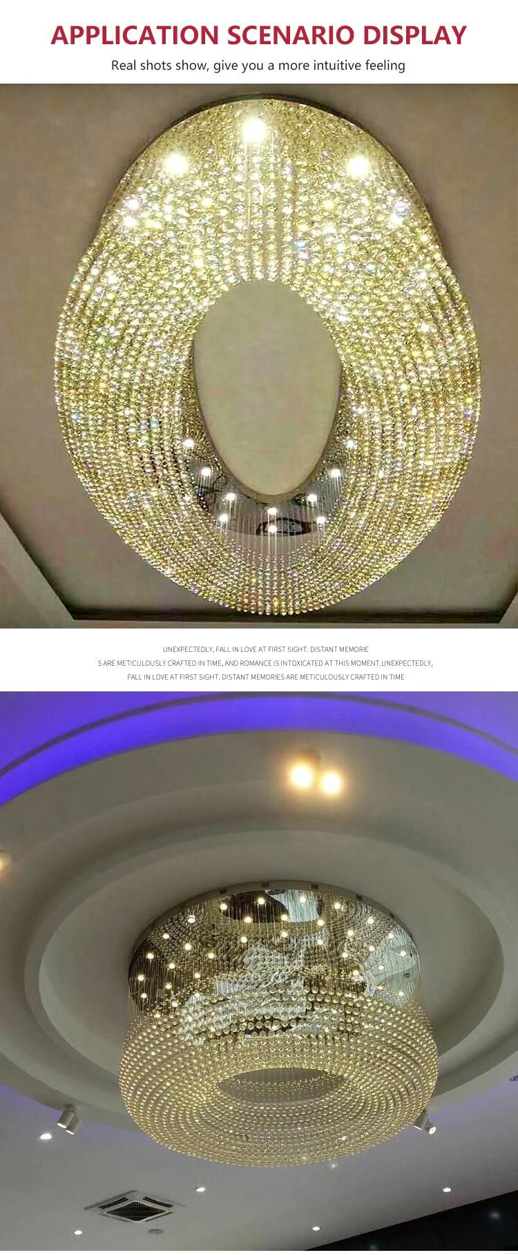 Large Crystal Custom Hotel Villa Hall LED Chandelier