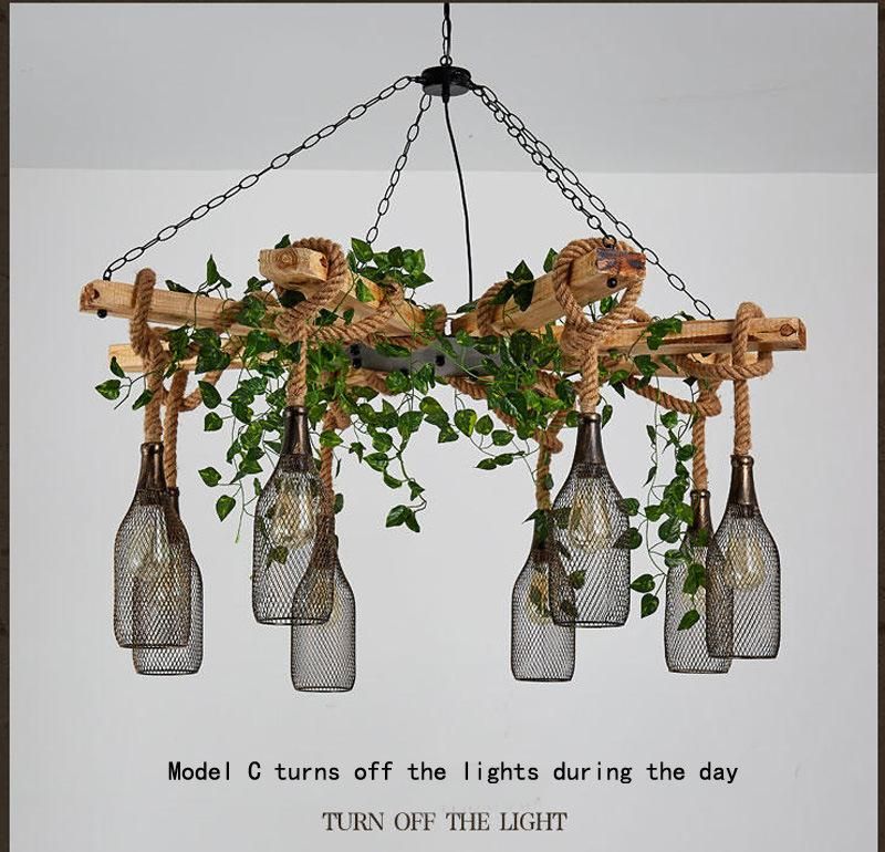 Retro Industrial Style Twine Chandelier Coffee Shop Green Plant Creative Personality Barbecue Garden Hanging Lamp (WH-VP-157)