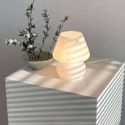 Striped Mushroom Mini Table Lamp Swirl Glass Lamp Study Bedside