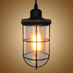 Classic Design E27 Glass Pendant Lights with Glass Cover and Iron Cage