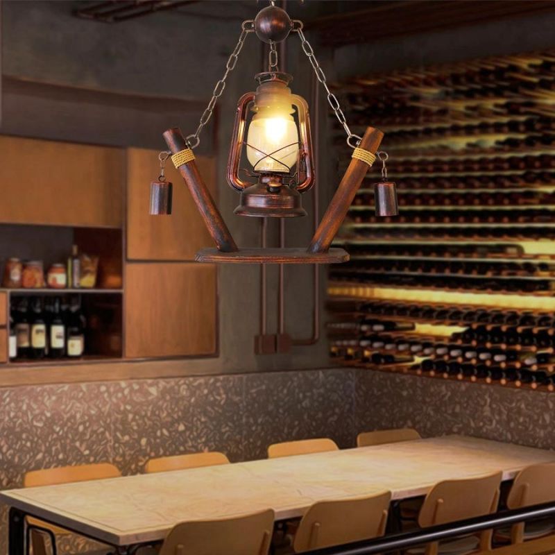 Industrial Retro Rustic Pendant Light Cafe Design Kerosene E27 Lamp Holder Wood Pendent Light (WH-VP-128)