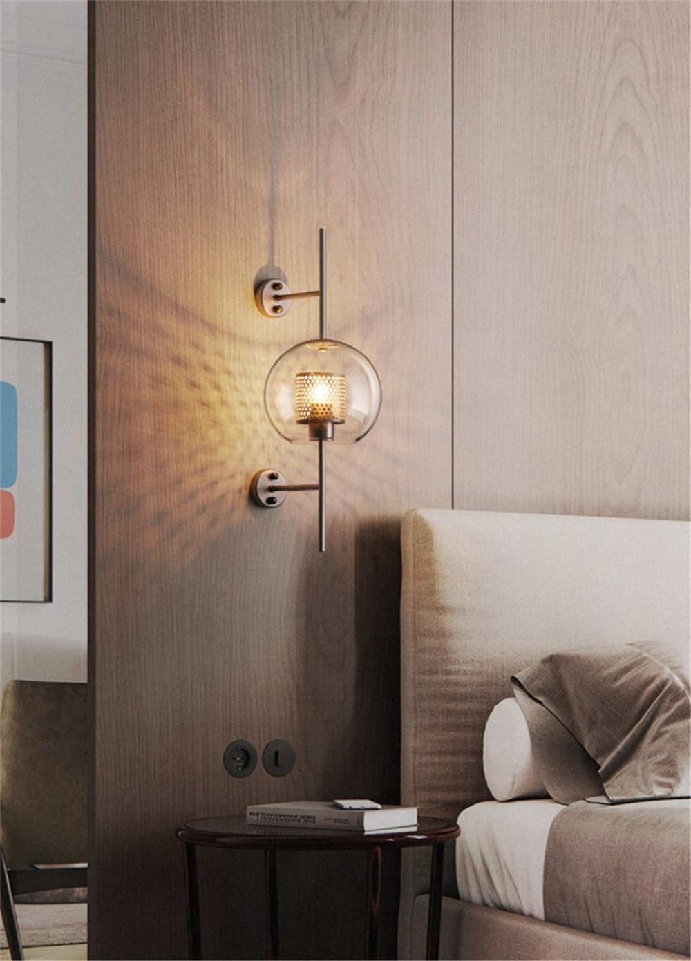 Industrial Wind Grid Living Room Wall Lamp American Simple Creative Bedroom Lamps Restaurant Study Loft Retro Glass Wall Lights