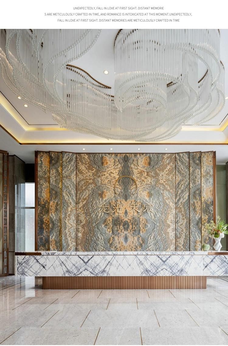 White Luxury Modern Stair Hotel Banquet Hall Large Glass Project Custom Chandelier